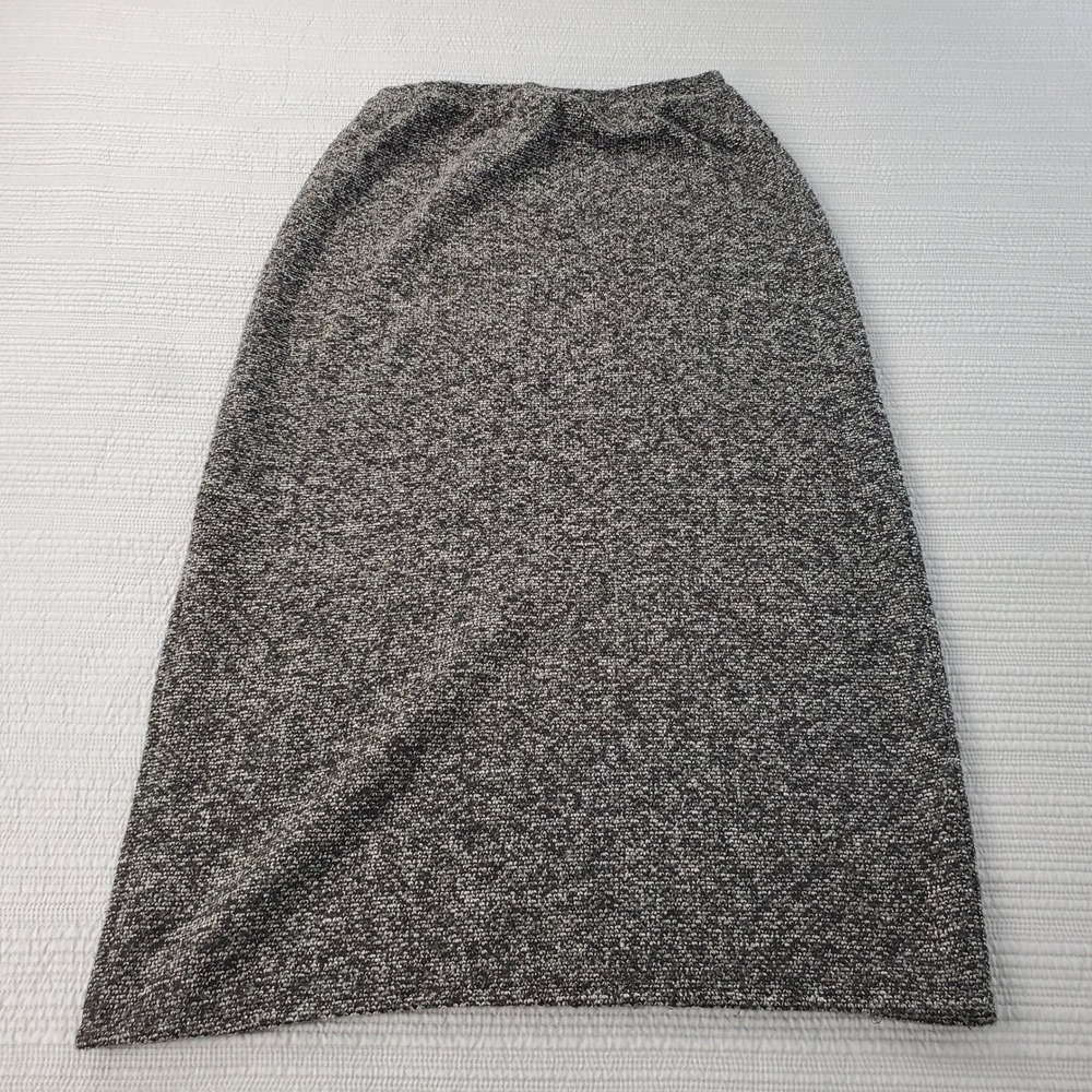 Knit Maxi Skirt Womens Medium Black White Marled Elastic Waist